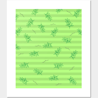 Green Leaves Pattern Posters and Art